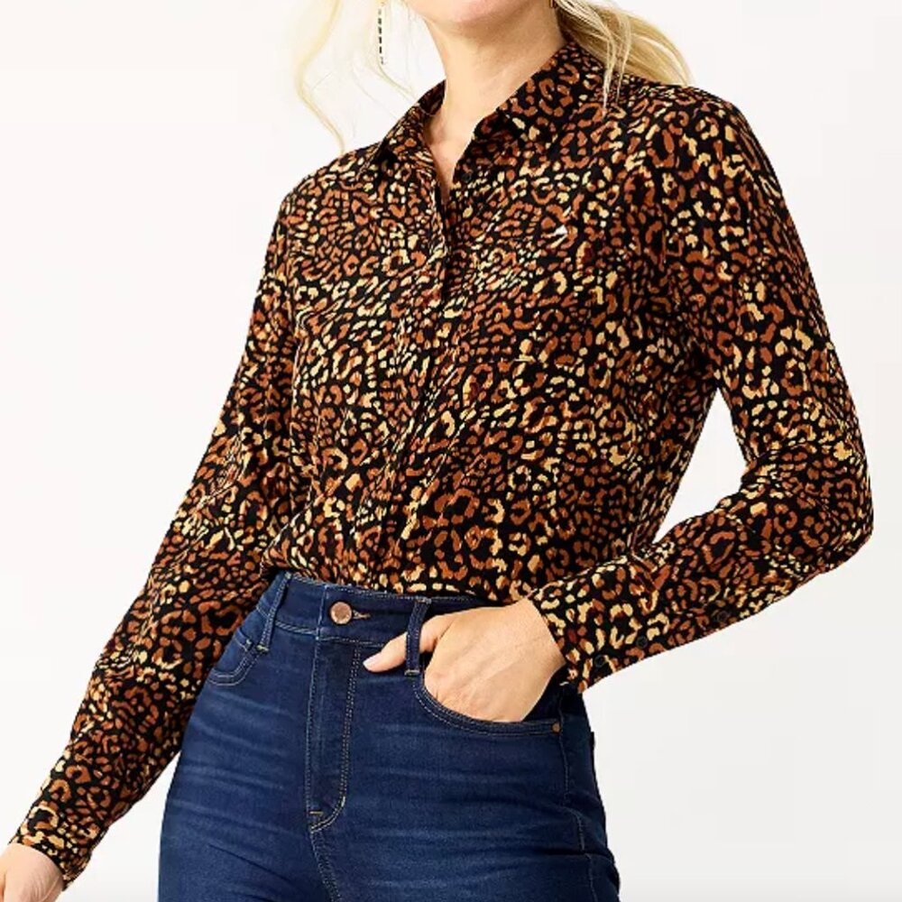 NWT - Nine West Sz Large Drapey Button Down Shirt